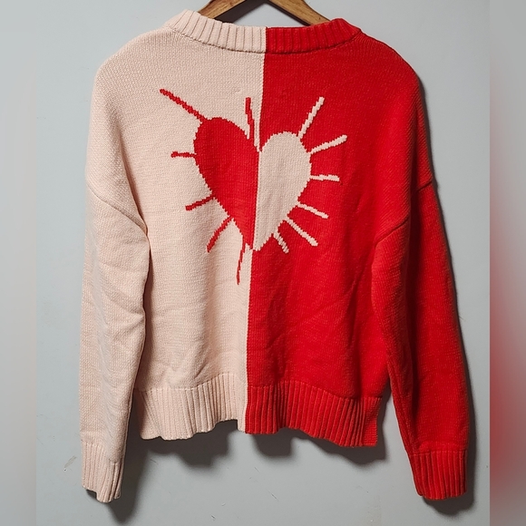 NWT Kerri Rosenthal Radiant Heart Colorblock Cotton VNeck Sweater M - Picture 3 of 4